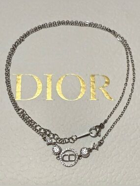 Stunning Crystal CD Initial Necklace in Silvertone
